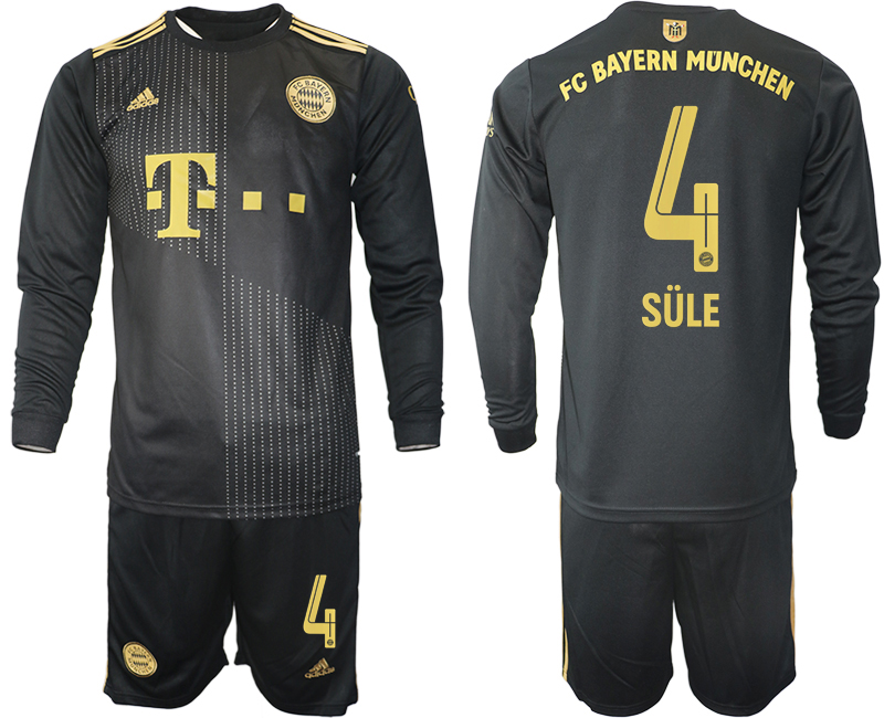 Men 2021-2022 Club Bayern Munich away black Long Sleeve #4 Soccer Jersey